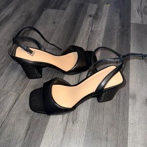 Elegant Black Strappy Block Heels